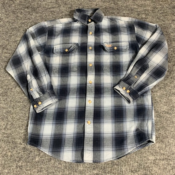 Carhartt Other - Carhartt Shirt Mens S Blue Plaid Flannel Cotton Long Sleeve Heavyweight Grunge